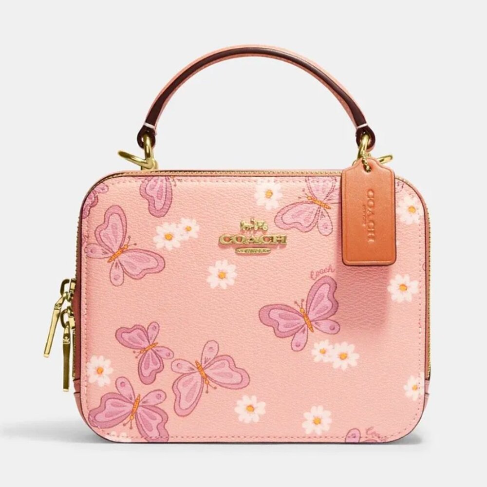 Coach Box Crossbody Lovely Butterfly Print Bag